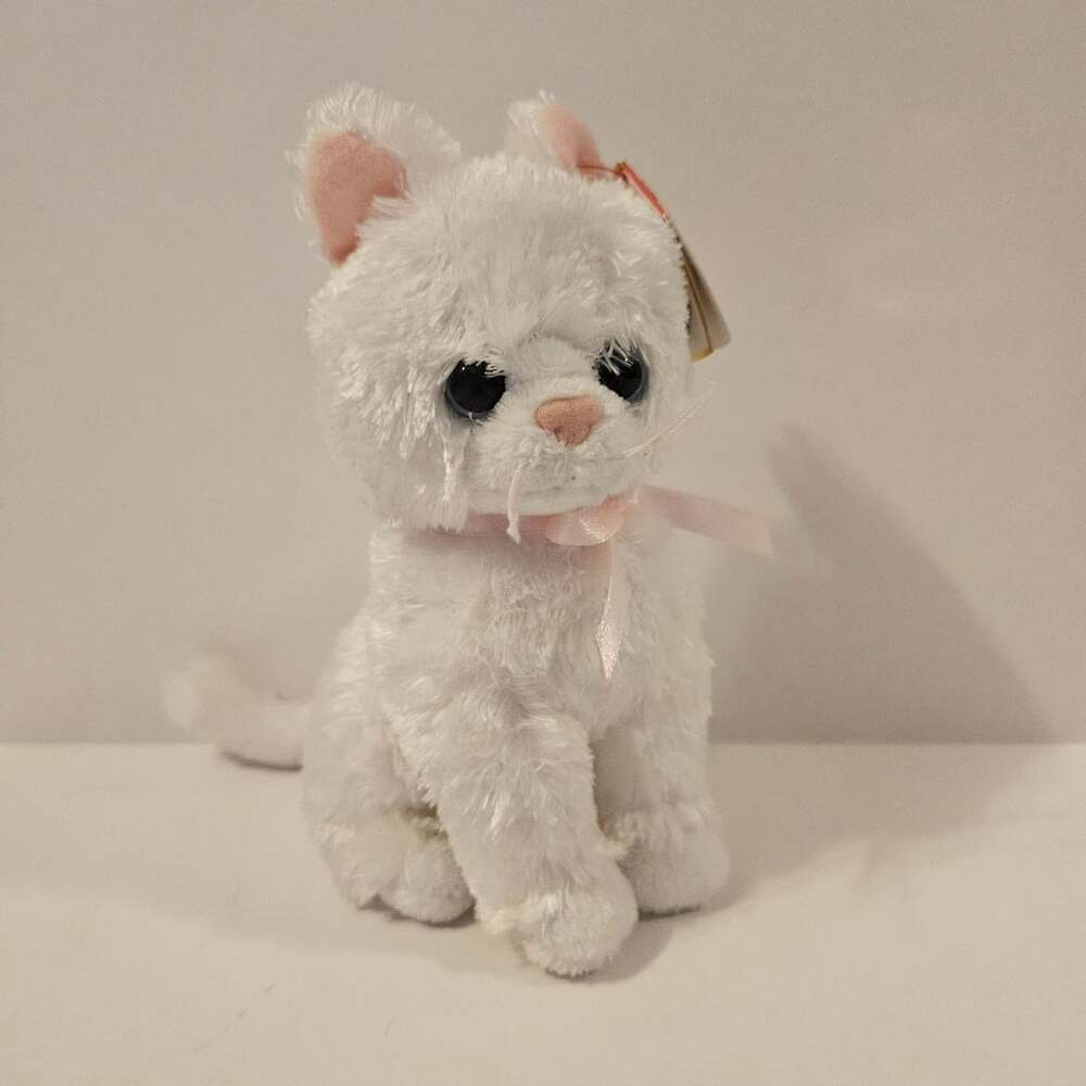 Sugar The White Cat Ty Beanie Babies Plush Stuffed Animal 5.5 in EUC!